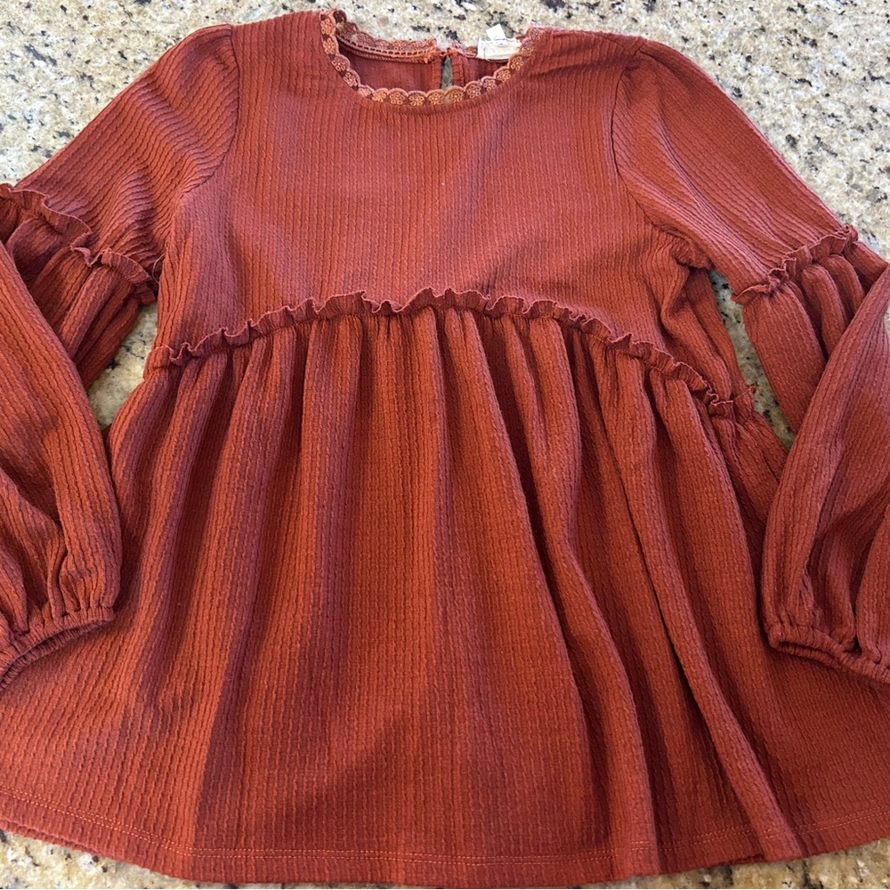 VGUC YM Hayden Girls Rust Long Sleeve Blouse